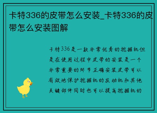 卡特336的皮带怎么安装_卡特336的皮带怎么安装图解